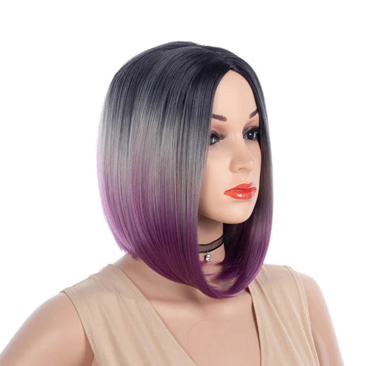 Purple synthetic hair extensions with 25cm length and curled style for temporary colour transformation