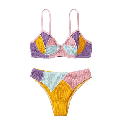 Women's colour-matched push up bikini with steel bracket stitching and sleeveless design