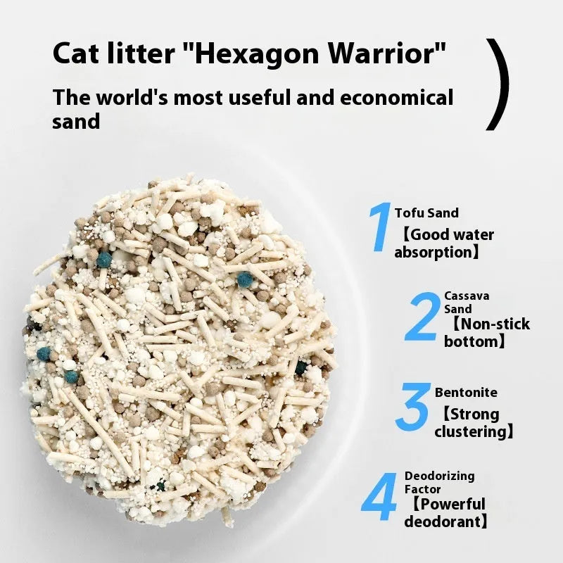 10kg mixed bitter cassava cat litter with bentonite, dust-free plant sand for clumping and odour control