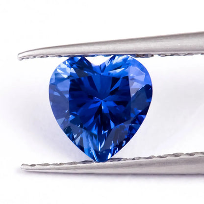 Royal blue love shaped tiara cultivate gemstone in multiple shapes and carat weights for jewellery making.