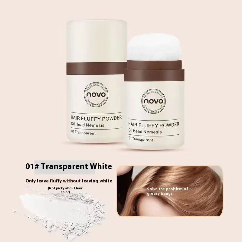 Veejaga Mattifying Powder compact for bangs, hairline, and face oil control in transparent and brown shades.