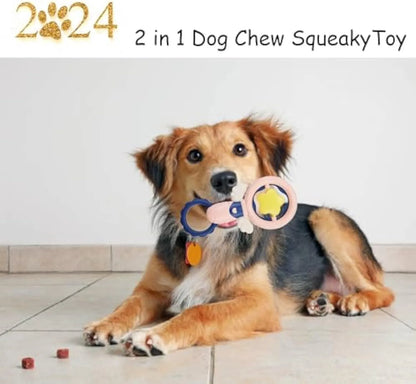 Set of four pink interactive dog toys for aggressive chewers with dental cleaning textures