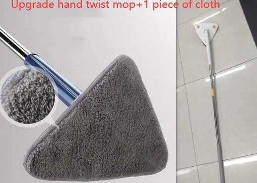 Extendable Triangle Mop with 360° rotatable head for deep cleaning floors, walls, and ceilings