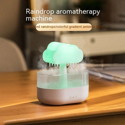 Soothing rain cloud humidifier with 7-color lighting and essential oil diffuser for a relaxing ambiance