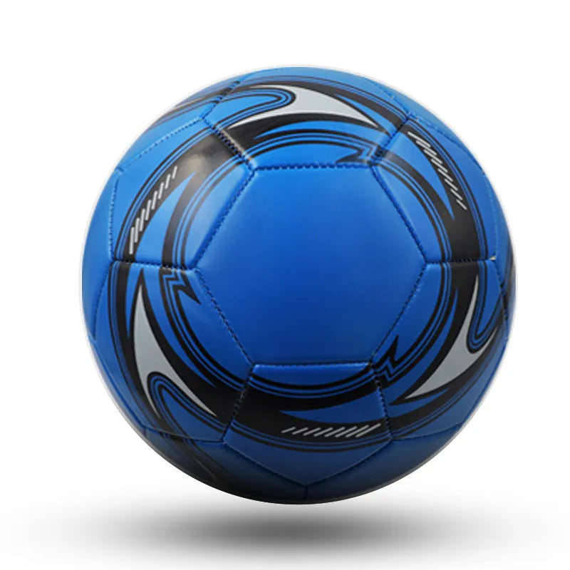 PVC machine-seam training football shown in red whirlwind colour design for size 4.