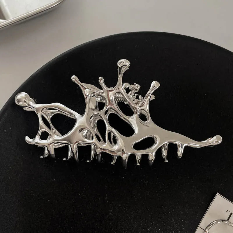 Silver metal hair claw barrette example from a range of 44 Korean-style designs.