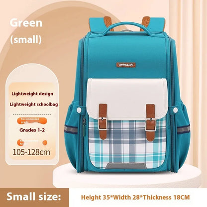Navy blue Oxford cloth student backpack with large main compartment and adjustable straps.