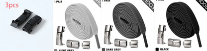 Press lock elastic shoelace with 8mm widened flat profile in assorted colours.