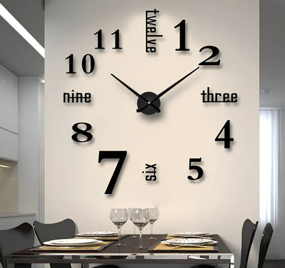 25-inch solar wall clock with laser-engraved markings and European round design in black finish