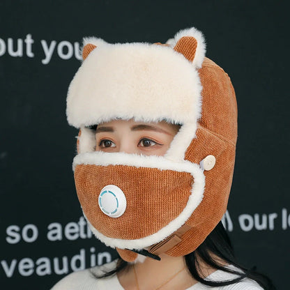 Women's Russian trapper hat with earflaps in various colours for winter warmth