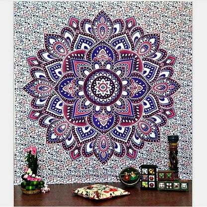 Vibrant elephant mandala tapestry with 3D digital printing for wall decor