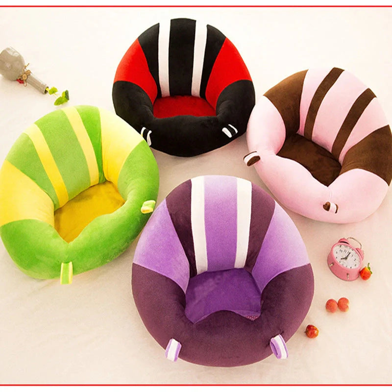 Baby Learning Seat Plush Toy Safety Dining Chair in various colors with cute animal design