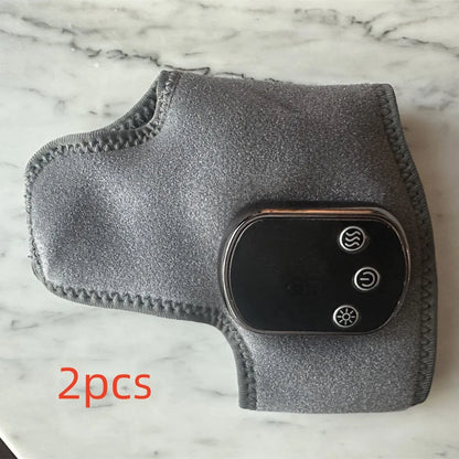 Grey USB electric heating ankle wrap with timer and computer control, shown as a joint massage unit