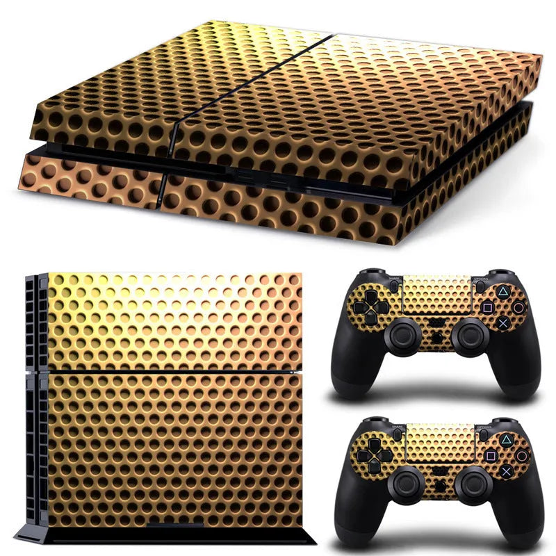 PS4 console protective film in various style designs showing 0.001mm thickness