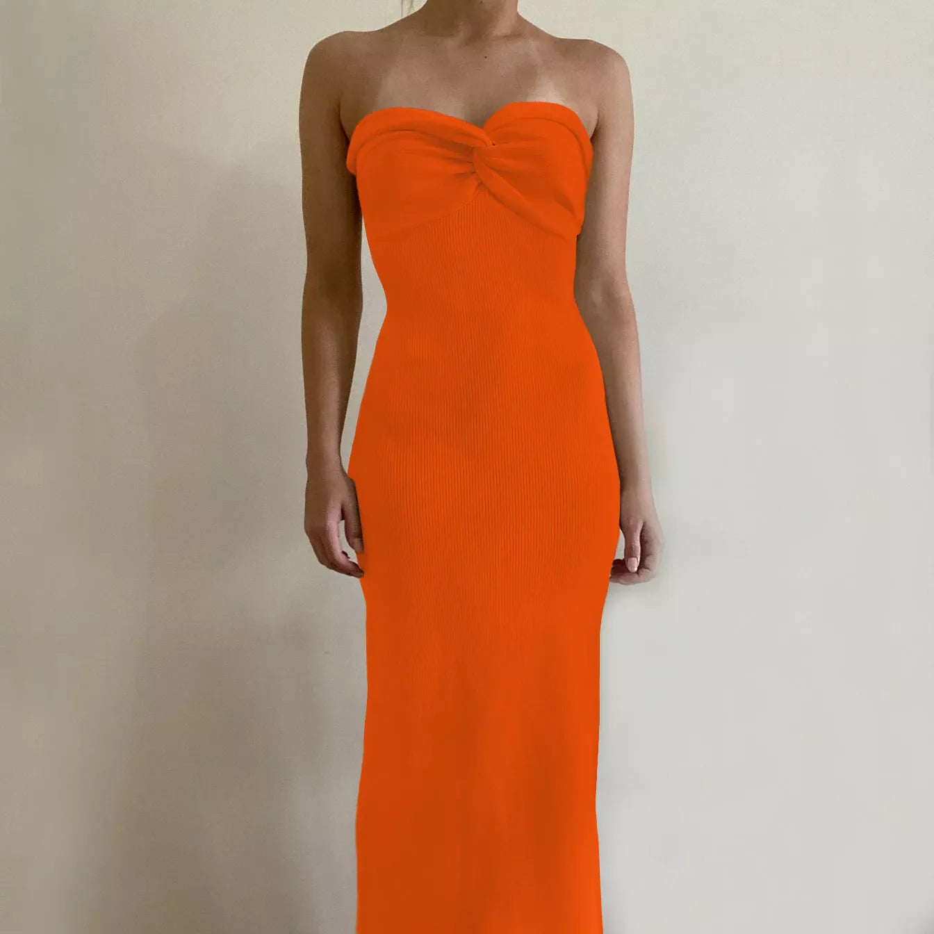 Women's knitted cross off-shoulder dress in various colours