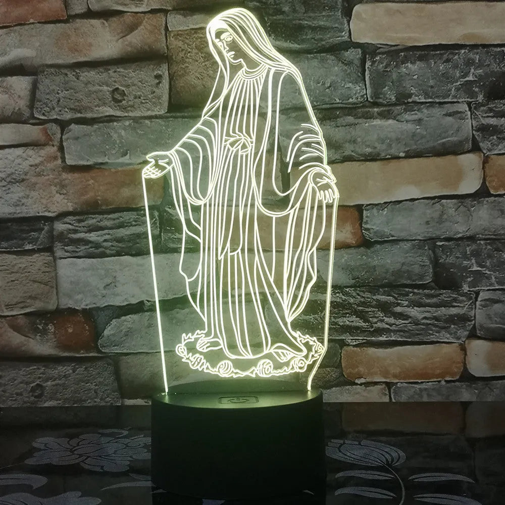 3D LED night light with laser-engraved acrylic showing stereoscopic dual ring patterns