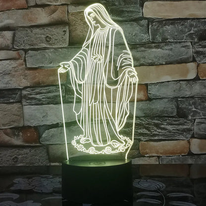 3D LED night light with laser-engraved acrylic showing stereoscopic dual ring patterns