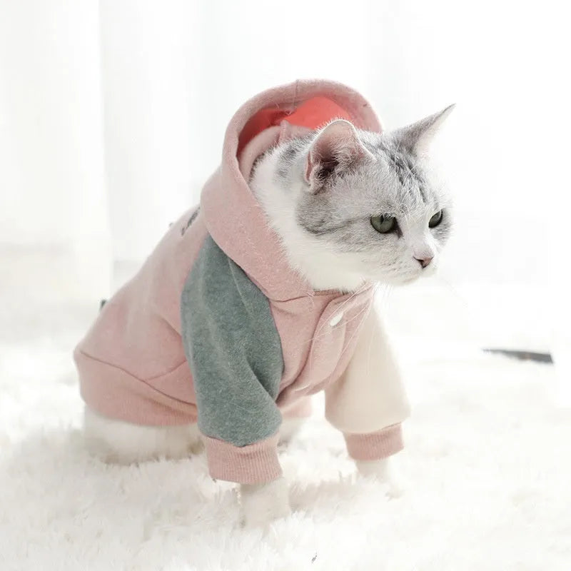 Cotton pet sweatshirt for dogs and cats in brown, green, or pink colours