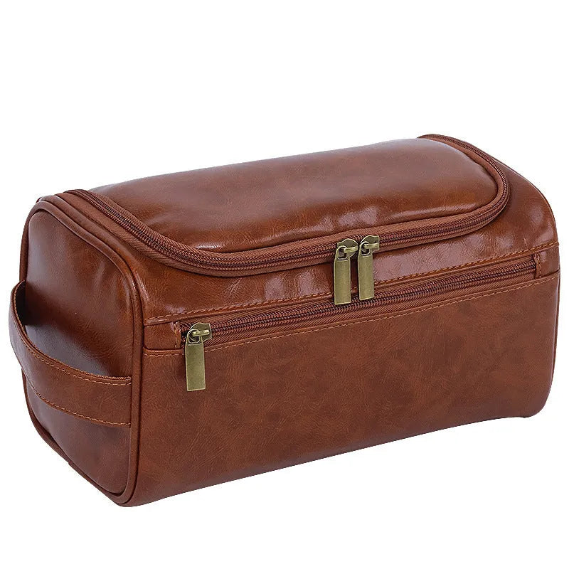 Large capacity waterproof cosmetic bag in PU leather or Oxford cloth with retro styling