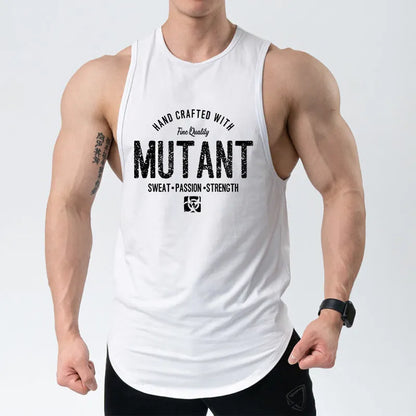 Loose fit sleeveless workout tank top vest in a selection of graphic colour designs.