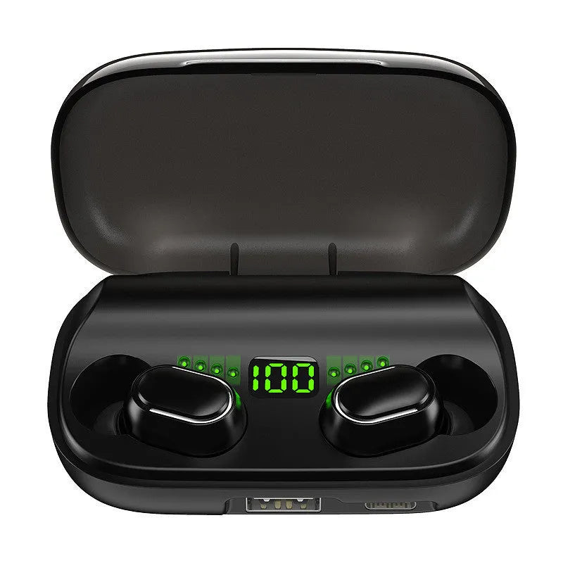 TWS Digital Display XT01 Earphone Bluetooth V5.0 Headset Intelligent Noise Reduction Smart Button Auto Pairing Type-C Charging Bay Black