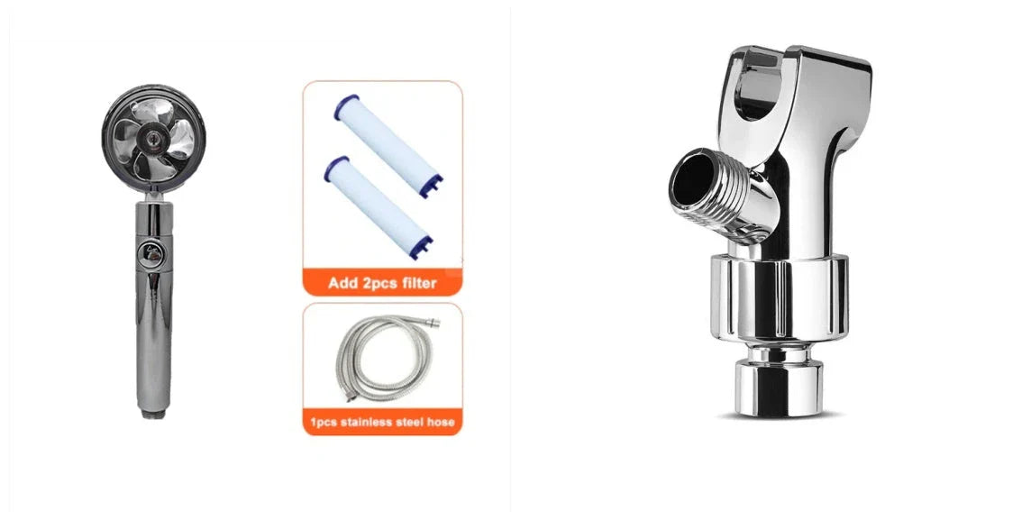 360° Rotating Shower Head with Built-In Fan - Premium ABS Plastic Construction, Water-Saving High-Pressure Spray