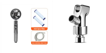360° Rotating Shower Head with Built-In Fan - Premium ABS Plastic Construction, Water-Saving High-Pressure Spray