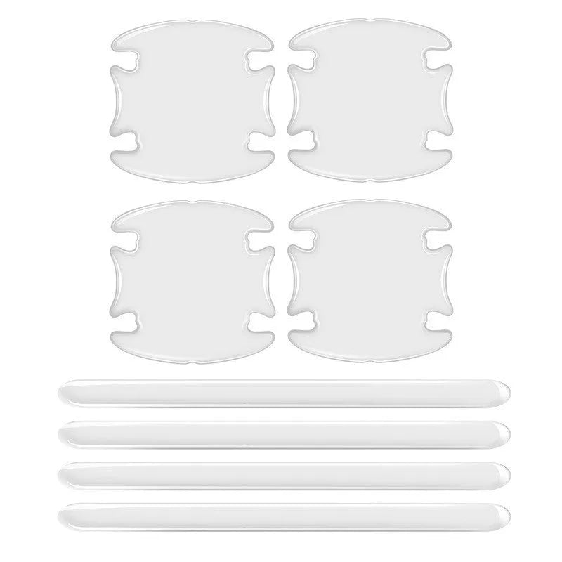 Clear 3D protective stickers for car door handle bowl scratch prevention.