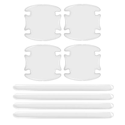 Clear 3D protective stickers for car door handle bowl scratch prevention.