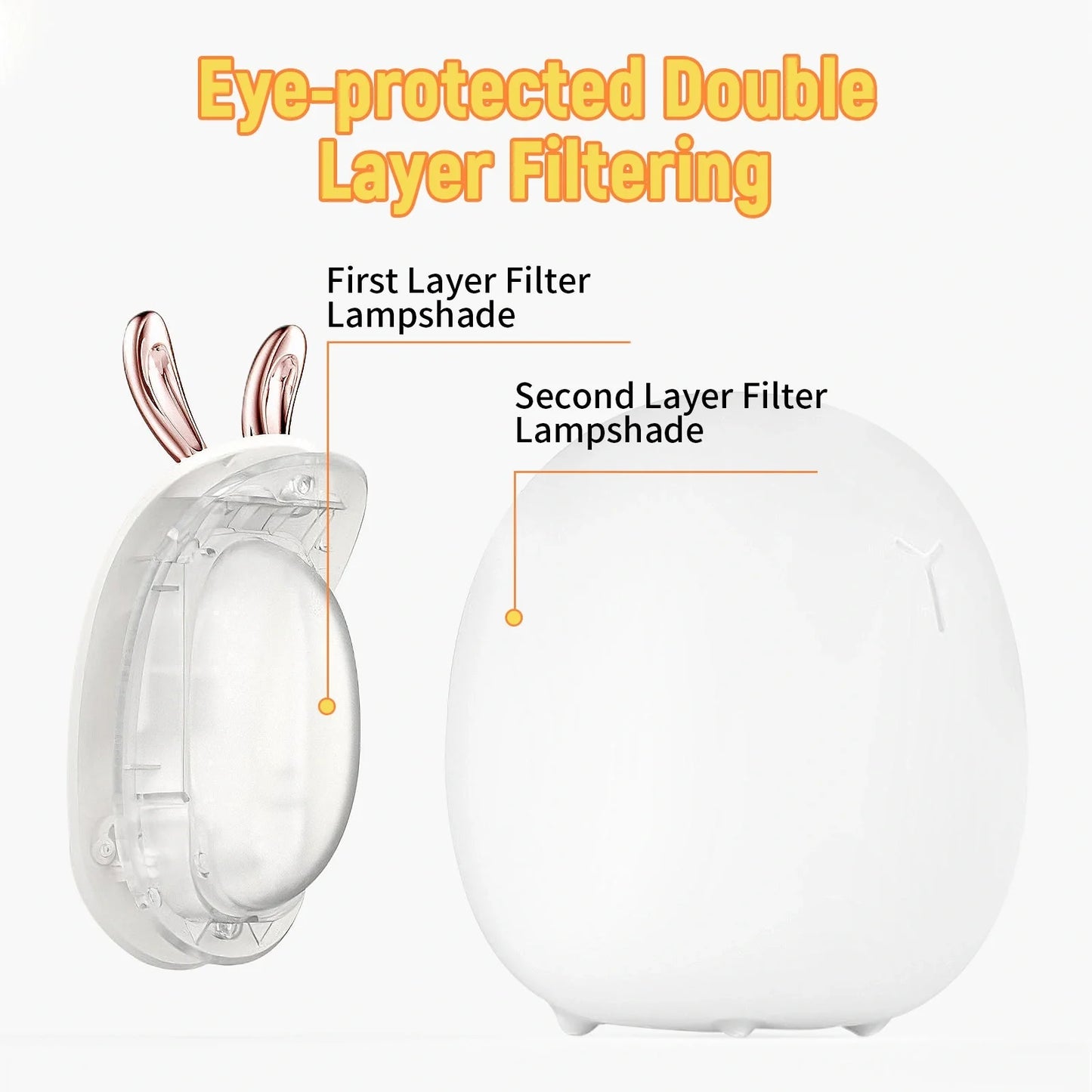 Adjustable silicone baby night light with touch control in adorable deer and rabbit designs