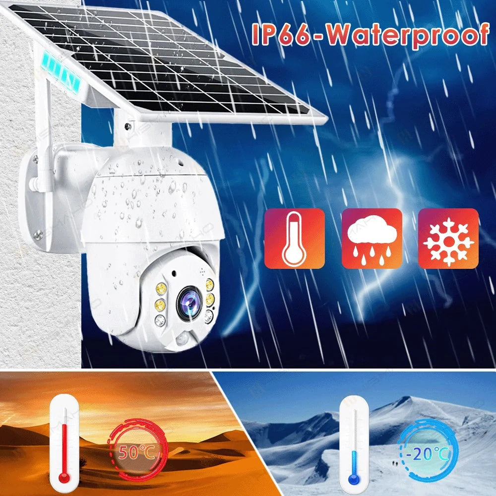 Solar-powered 4G security camera with 1080P resolution and PTZ capabilities