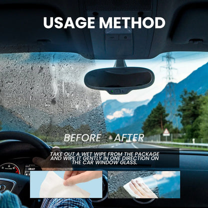 Pack of 40 car anti-fog rain wipes for windscreen visibility.