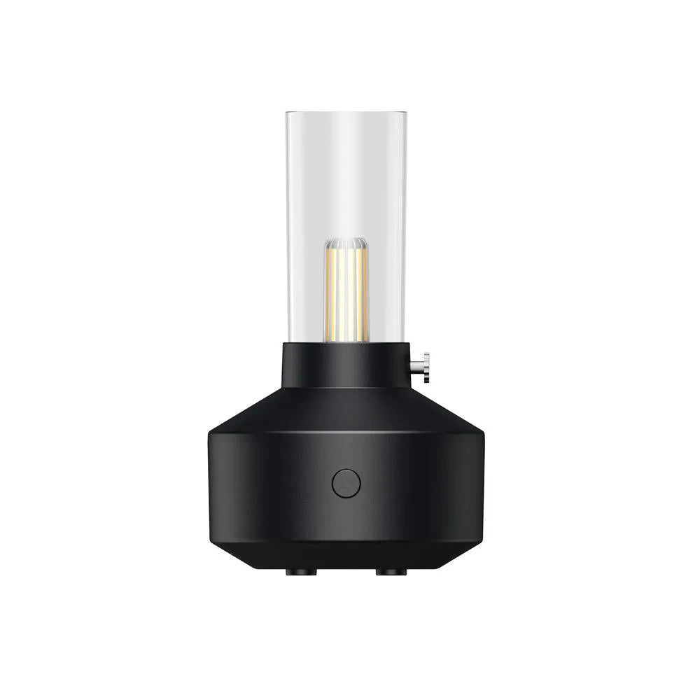 Retro 150ml ultrasonic humidifier aroma diffuser with candlelight night light, available in Black or White
