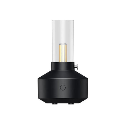 Retro 150ml ultrasonic humidifier aroma diffuser with candlelight night light, available in Black or White