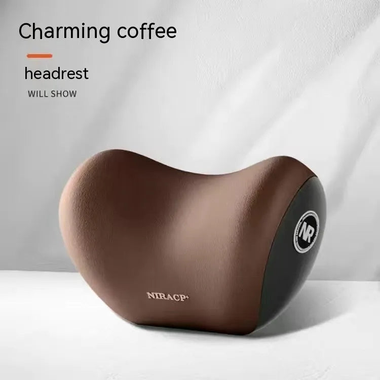Car headrest pillow and lumbar support pillow set in a choice of five colours on a car seat.