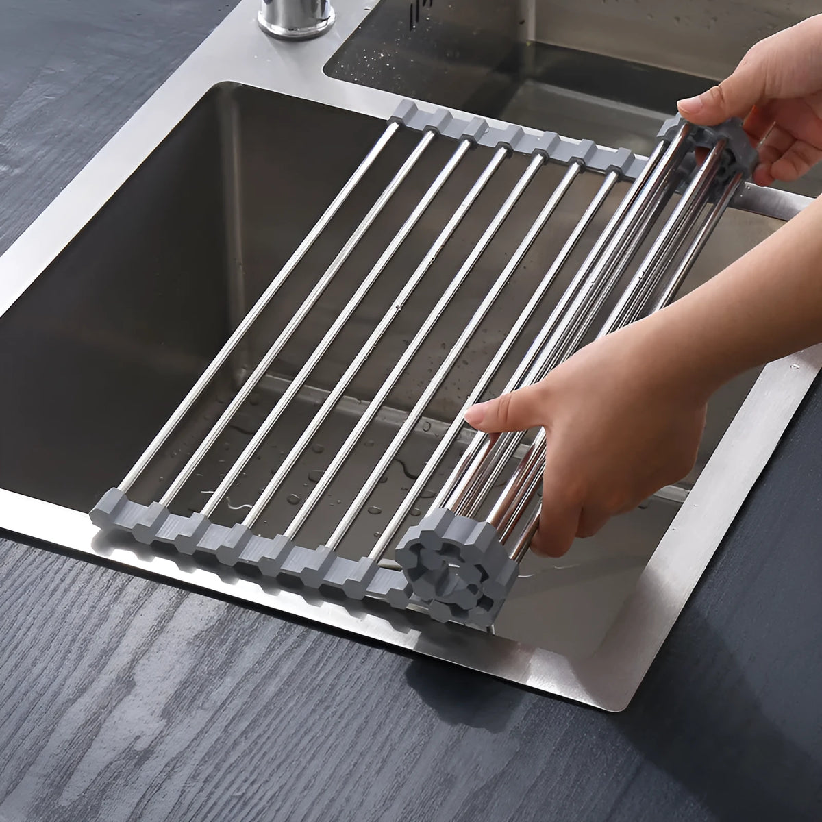 PP pot mat and kitchen drainage rack with stainless steel pipe insulation pad, modern minimalist, sizes 37x23cm to 47x36cm
