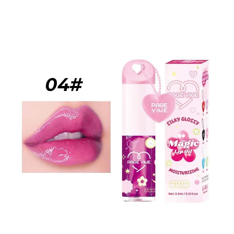 Colour-changing lip gloss with love pendant charm on applicator, from the Princess series.