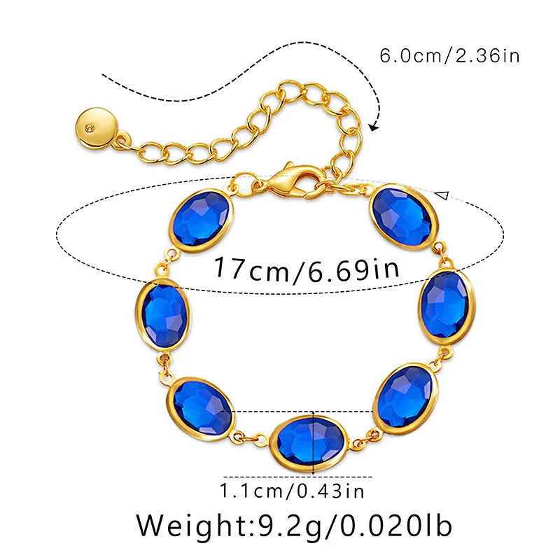 Geometric ellipse bracelet with glass inlay on 18K copper in blue, green, multicolor