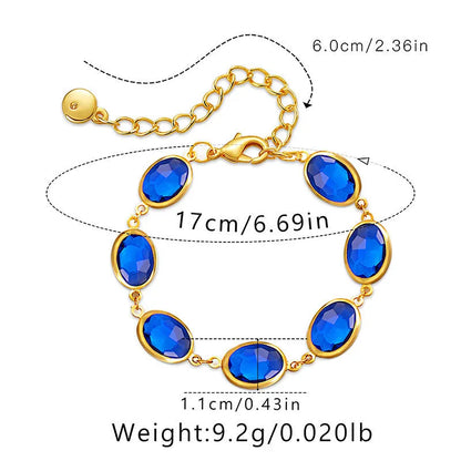 Geometric ellipse bracelet with glass inlay on 18K copper in blue, green, multicolor