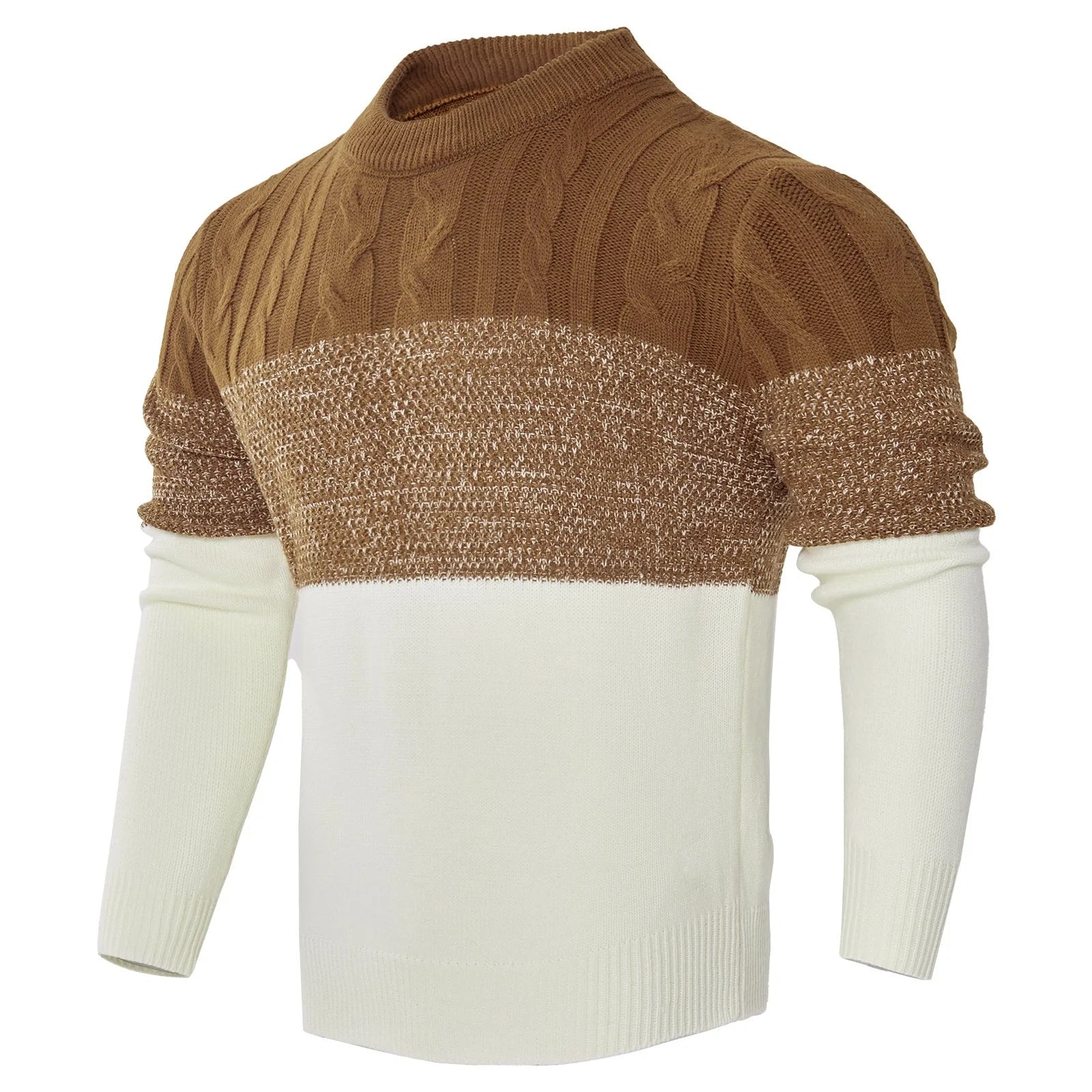 Men's Casual Cable Knit Colour Block Sweater in various colours for stylish comfort