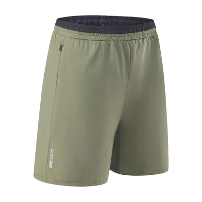 Men's grey ice silk quick-drying loose running pants in cropped length
