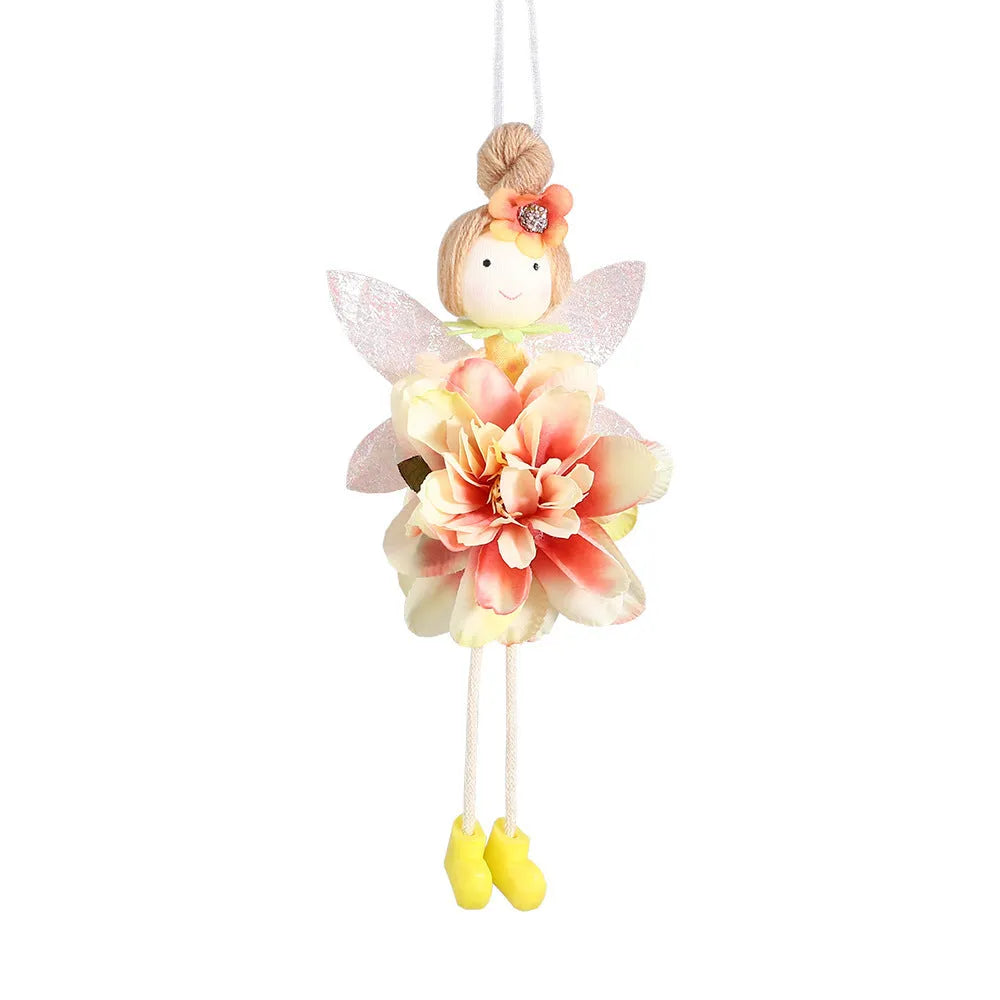FARCENT cloth pendant with elf and flower angel design in dark pink, pink, green, or yellow, 10 cm tall