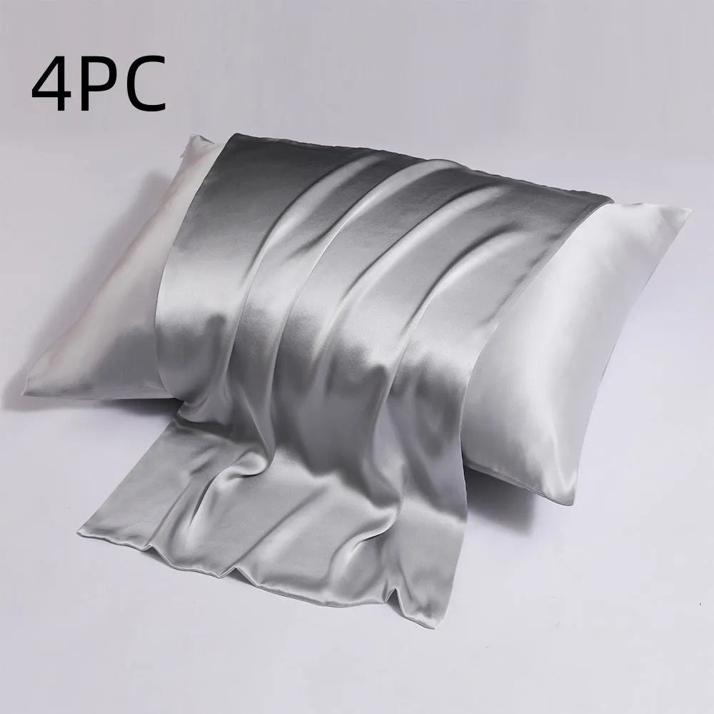 Silk pillowcase with zip closure showing double-sided texture in modern simplicity style