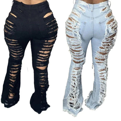 Premium stretch denim plus-size bell-bottom jeans in a variety of colours and sizes
