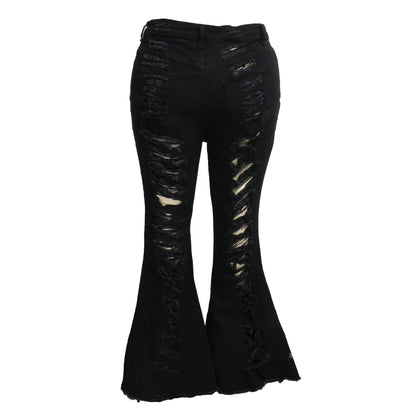 Premium stretch denim plus-size bell-bottom jeans in a variety of colours and sizes