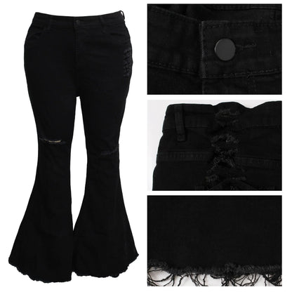 Premium stretch denim plus-size bell-bottom jeans in a variety of colours and sizes