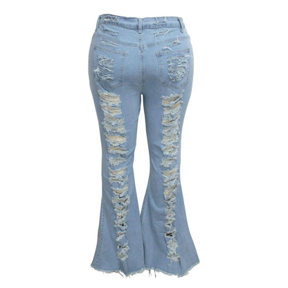 Premium stretch denim plus-size bell-bottom jeans in a variety of colours and sizes