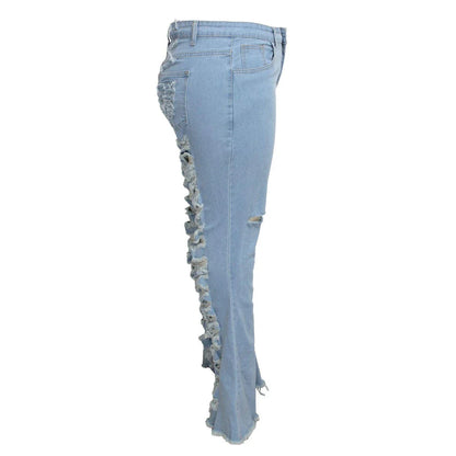 Premium stretch denim plus-size bell-bottom jeans in a variety of colours and sizes