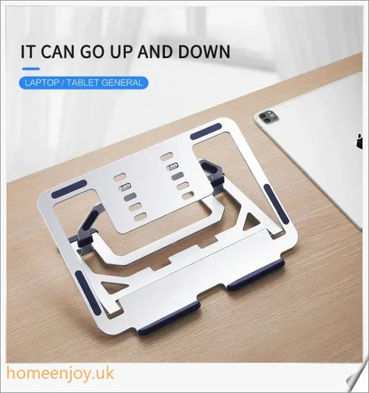 Adjustable aluminium laptop stand with multi-angle desk support and cooling bracket riser
