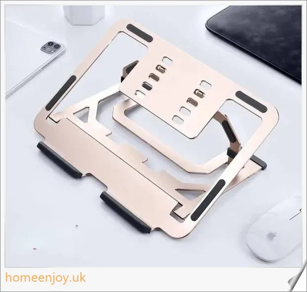 Adjustable aluminium laptop stand with multi-angle desk support and cooling bracket riser